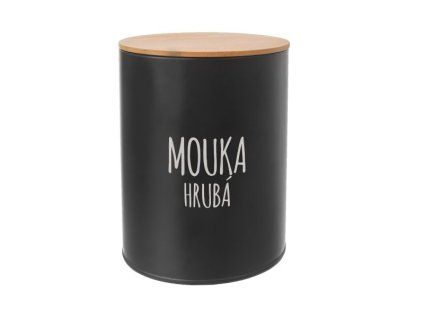 dóza plech. d13x17,5cm, MOUKA HR, BLACK, plech/bambus