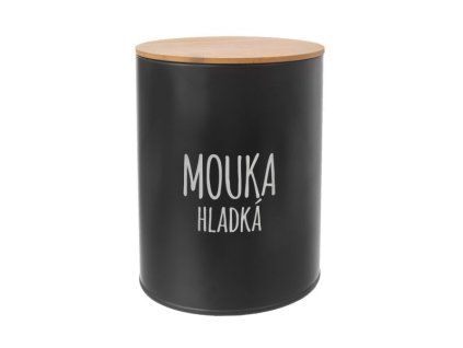 dóza plech. d13x17,5cm, MOUKA HL, BLACK, plech/bambus