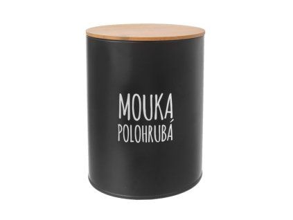 dóza plech. d13x17,5cm, MOUKA POLOHR., BLACK, plech/bambus