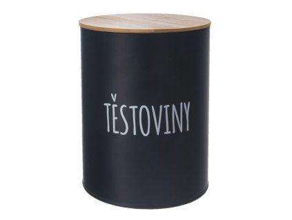 dóza plech. d13x17,5cm, TĚSTOVINY, BLACK, plech/bambus