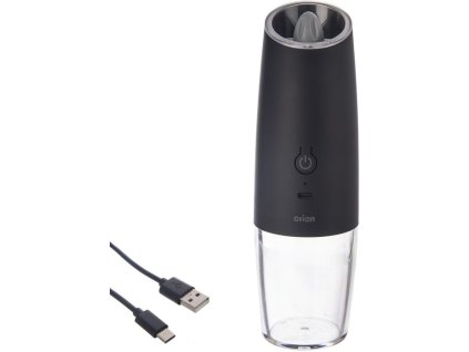 mlýnek elektr. USB na koření, d6,5x20cm, LED osv., plast
