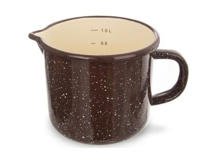 hrnek d12cm s výlevkou, BROWN, 1,2l, měrka, smalt