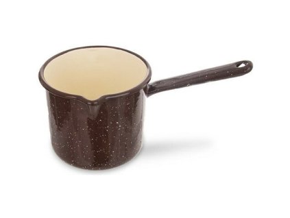 hrnek d12cm s výlevkou, BROWN, 1,2l, boční rukojeť, smalt