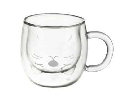 hrnek 300ml-1ks-2stěnný KOČKA, sklo