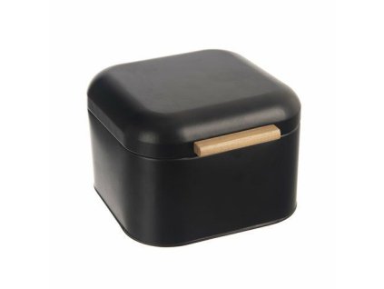 chlebovka 21,5x20x14cm BLACK, plech/bambus