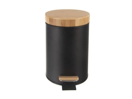 koš odp. 3,0l pedál BLACK, d17x25cm, kov/bamb.víko