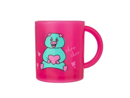 hrníček d 7cm, v. 8,5cm RUBBY-PRASÁTKO, růžový plast