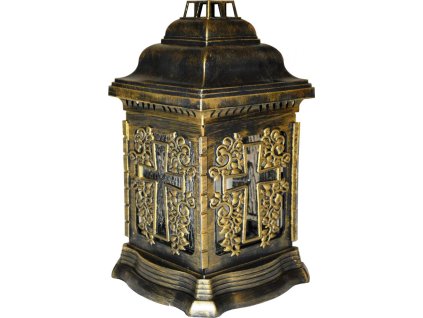 svíčka LAMPA hřbit.100g, LA207-ZLATÝ KŘÍŽ 26cm, sklo/plast