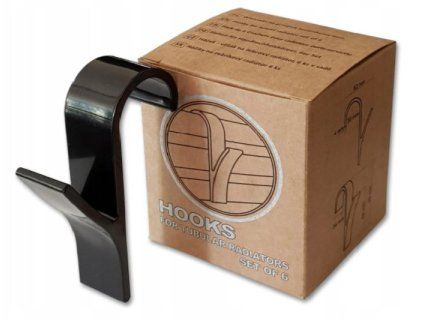 háček- 6ks koupel., na topný žebřík, černý, plast