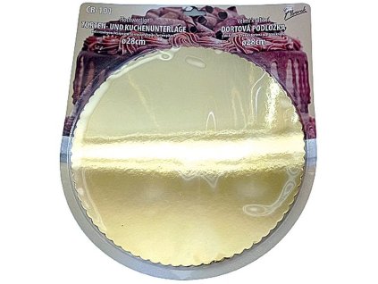 podložka d28cm+5 pap.krajek, zlatá metalická dortová