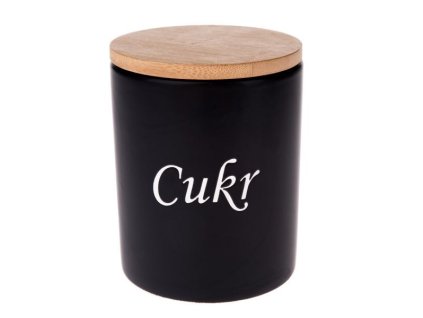dóza 0,64l, d10x13cm, CUKR, BLACK, keramika/bambus
