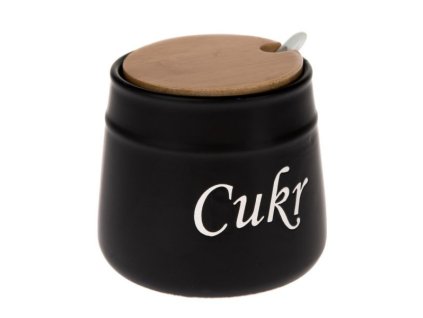 cukřenka 0,40l, d10,5x10,5cm, CUKR, BLACK, keramika/bambus
