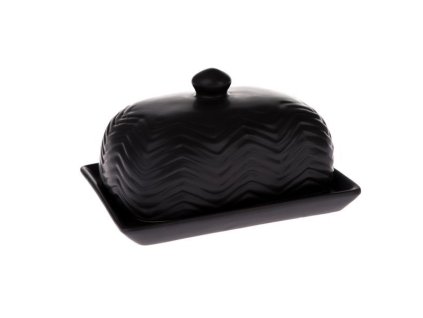 máslenka 16,5x 9,0x12,5cm, BLACK, vroub.keramika
