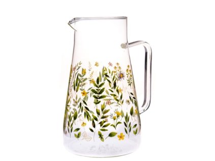 džbán 1,45l, 1ks, LUČNÍ KVĚTY, d12,2x21,5cm, sklo