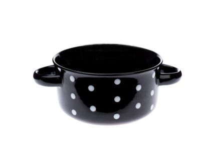 miska 560ml ČERNÁ, BÍLÝ PUNTÍK, d13,5 6,8cm, keramika