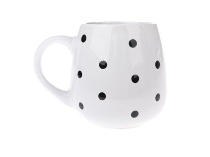 hrnek 520ml BÍLÝ, ČERNÝ PUNTÍK, D10x10cm, keramika