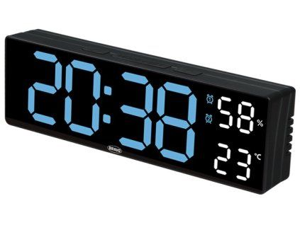 hodiny dig., budík, teploměr B-5027, LED 23x7x3,5cm, měn.barva