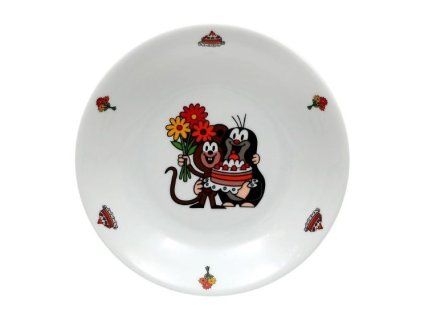 talíř d20cm hluboký, KRTEK a dort, dětský,český porc.
