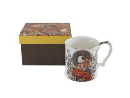 hrnek 360ml, A.MUCHA, ozd,ucho, DB, porcelán