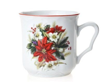 hrnek 270ml KAREL-VÁNOČNÍ RŮŽE, čes.porcelán