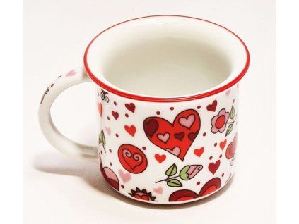 hrnek 100ml TINA - VES.SRDÍČKA červ., čes.porcelán