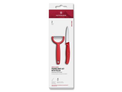 sada nůž + Y škrabka PARING KN.+P, SWISS CL. VICTORINOX, červ.