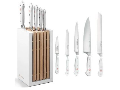 blok na 5nožů s 5noži (9,14,16,Santoku,20cm) Wüsthof CLASSIC WHITE