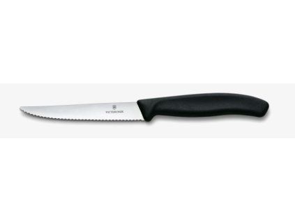 nůž 11cm, STEAK a PIZZA, vlnkovaný, černý, VICTORINOX