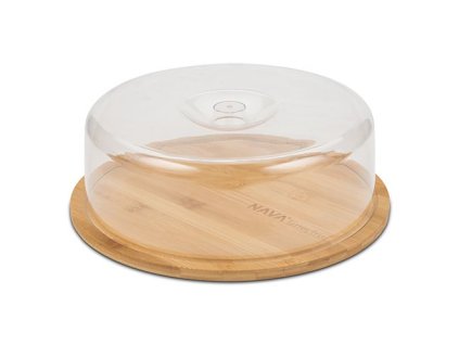 podnos d28cm na dort, TERRESTRIAL, bambus, víko plast