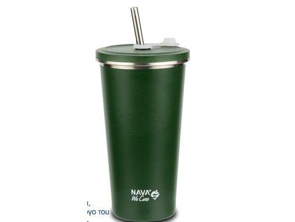 termokelímek 0,52l ZELENÝ, "WE CARE", brčko, NR/plast