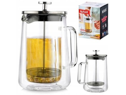 konvice 1,00l ACER 2stěnná, COFFEE MAKER, sklo+plast