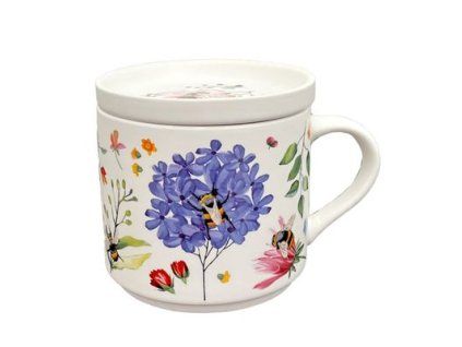 hrnek 450ml MEADOWS+víčko, d8x8,5cm, porcelán