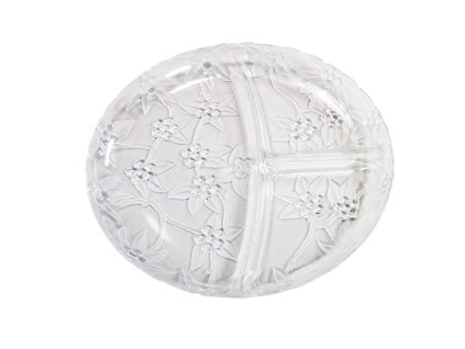podnos d28cm KRYSTAL, dělený, brus, transp.plast