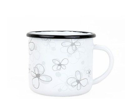 hrnek d 8cm bílý, KVĚTY, PREMIUM, 0,35l smalt