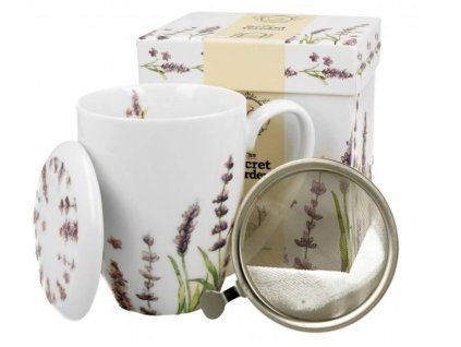 hrnek 380ml LEVANDULE, Classic, víčko, sítko, DB, porcelán