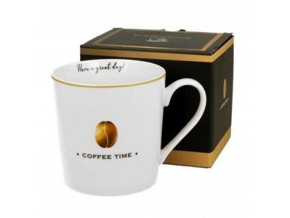 hrnek 380ml COFFEE TIME, bílý porcelán, DB