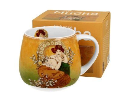 hrnek 430ml baňatý A.MUCHA, TOPAZ, DB, porcelán