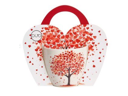 hrnek 460ml baňatý STROM se srdíčky, DB taška, porcelán