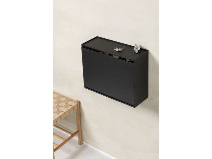 botník 45,2x18,3x36cm ČERNÝ, závěsný, pro 2páry bot, plast
