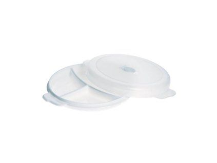 talíř d23,5cm dělený s víkem, v.5,1cm, vh. do MV trouby, plast