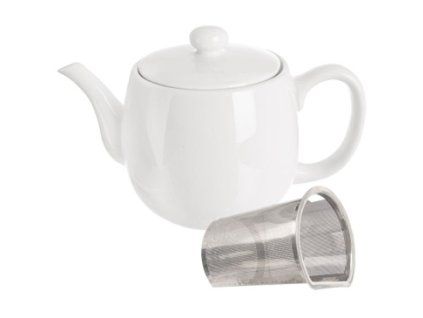 konvice 1,0l s víčkem, sítko, bílý porcelán