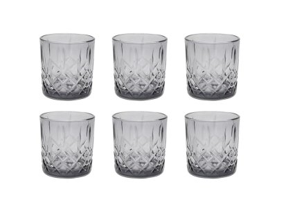 sklen. 340ml, 6ks, d8x8,5cm, kouř., whisky*konec
