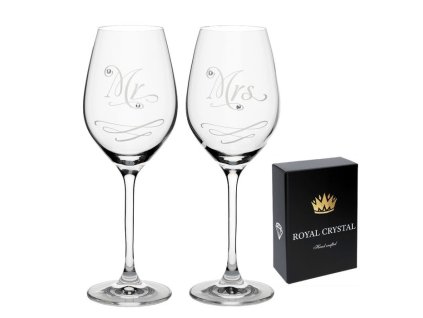 sklen. 360ml, 2ks, MR a MRs, d8x22,5cm, Swarovski-víno