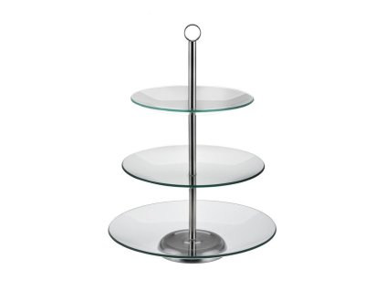 etažér 3patra,  d20/25/29cm, CARMEN, sklo/NR