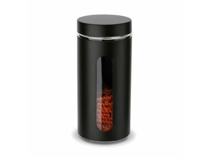 dóza 1,4l SKLO ČERNÁ, d10x22cm, průhled