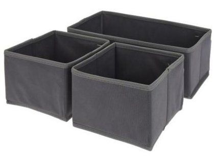 organizér 28x14x11cm, 14x14x11cm, 3kusy, šedý pevný textil