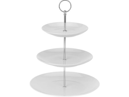 etažér 3patra,  d16,5/20/25, v.35cm, porcelán/Cr