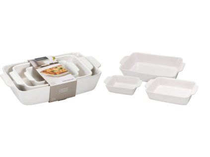mísa-sada 3ks, 37x22+30x18+20x13cm, zapék., bílý porcelán
