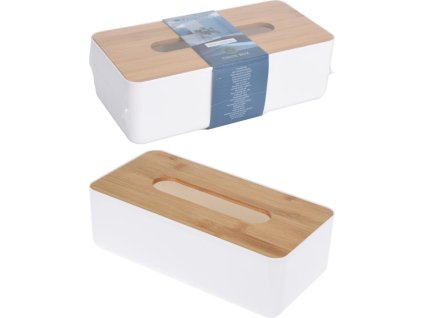 box 26x13x 8cm na papír.ubrousky, bambus/plast
