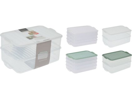 box-sada, 2 druhy (4x0,75l nebo 2x1,6l), 23x15,5x12,5cm, mix barev, transp. plast